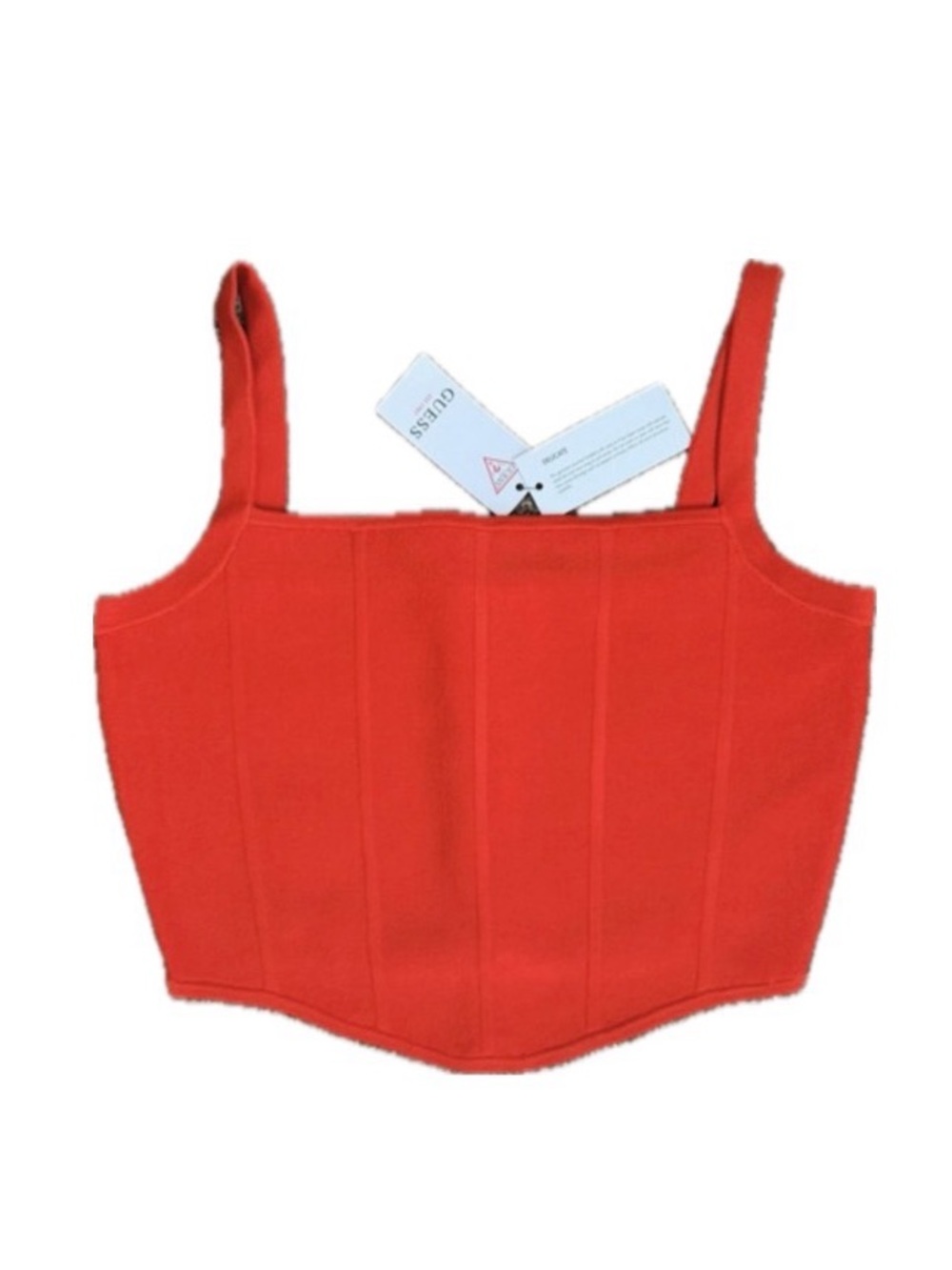 Guess Deep Orange Structured Square Crop Tank